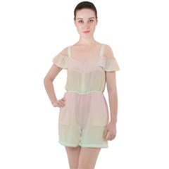 Rainbow Pastel, Purple, Gradient, Light, Led, Pink, Simple Ruffle Cut Out Chiffon Playsuit by kyorashop23