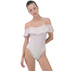 Rainbow Pastel, Purple, Gradient, Light, Led, Pink, Simple Frill Detail One Piece Swimsuit by kyorashop23