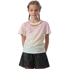 Rainbow Pastel, Purple, Gradient, Light, Led, Pink, Simple Kids  Front Cut T-shirt by kyorashop23