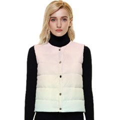 Rainbow Pastel, Purple, Gradient, Light, Led, Pink, Simple Women s Button Up Puffer Vest