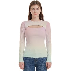 Rainbow Pastel, Purple, Gradient, Light, Led, Pink, Simple Women s Cut Out Long Sleeve T-shirt