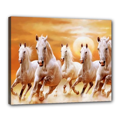 Seven Horses, Sun Canvas 20  X 16  (stretched) by kyorashop23