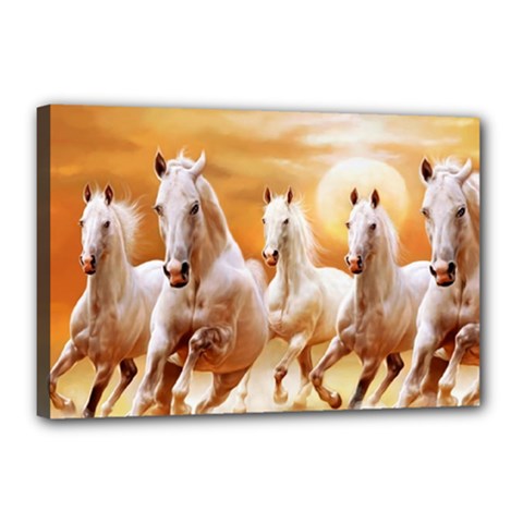 Seven Horses, Sun Canvas 18  X 12  (stretched) by kyorashop23