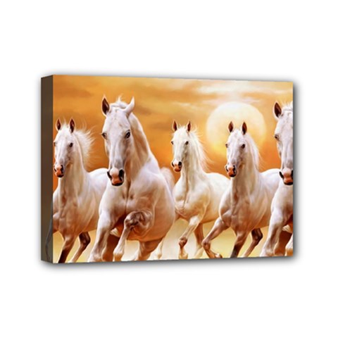 Seven Horses, Sun Mini Canvas 7  X 5  (stretched) by kyorashop23