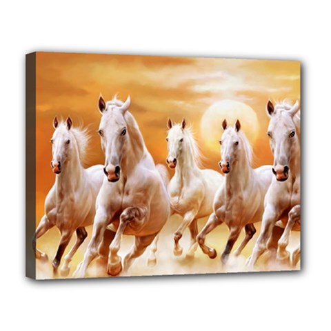 Seven Horses, Sun Canvas 14  X 11  (stretched) by kyorashop23