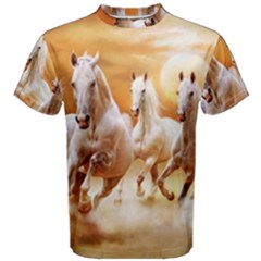 Seven Horses, Sun Men s Cotton T-shirt by kyorashop23