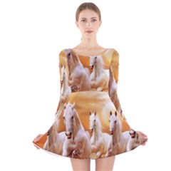 Seven Horses, Sun Long Sleeve Velvet Skater Dress