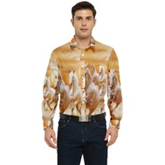 Seven Horses, Sun Men s Long Sleeve Pocket Shirt  by kyorashop23