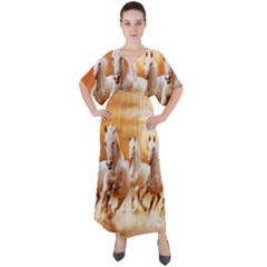 Seven Horses, Sun V-neck Boho Style Maxi Dress by kyorashop23