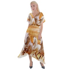 Seven Horses, Sun Cross Front Sharkbite Hem Maxi Dress by kyorashop23