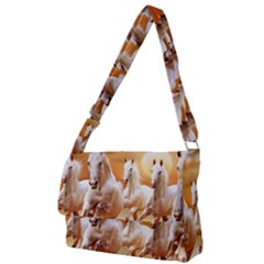 Seven Horses, Sun Full Print Messenger Bag (l) by kyorashop23