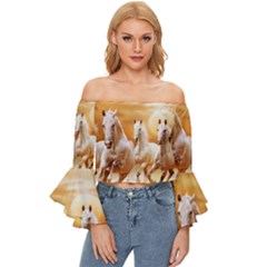 Seven Horses, Sun Off Shoulder Flutter Bell Sleeve Top