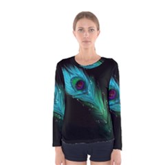 Shree Krishna, Feather, Lord, Rainbows Women s Long Sleeve T-shirt