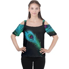 Shree Krishna, Feather, Lord, Rainbows Cutout Shoulder T-shirt