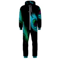 Shree Krishna, Feather, Lord, Rainbows Hooded Jumpsuit (men)