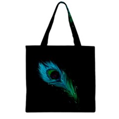 Shree Krishna, Feather, Lord, Rainbows Zipper Grocery Tote Bag