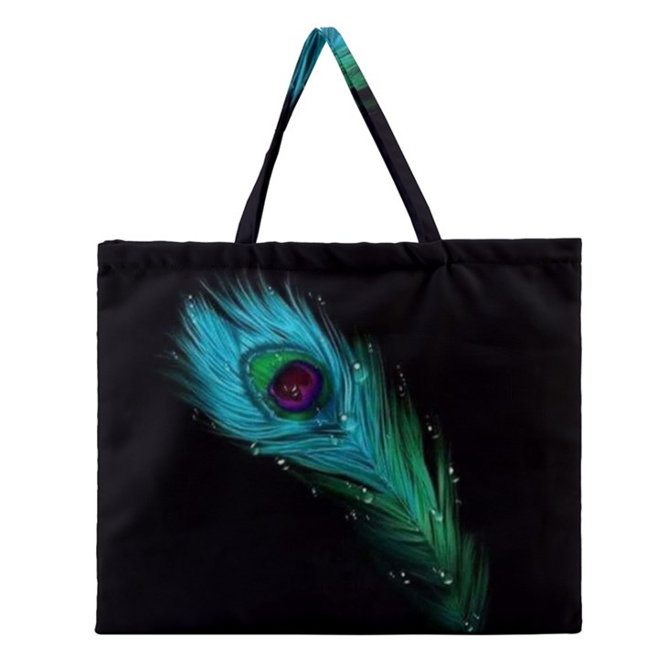 Shree Krishna, Feather, Lord, Rainbows Zipper Large Tote Bag