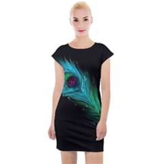 Shree Krishna, Feather, Lord, Rainbows Cap Sleeve Bodycon Dress by kyorashop23