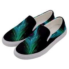 Shree Krishna, Feather, Lord, Rainbows Men s Canvas Slip Ons by kyorashop23