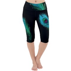 Shree Krishna, Feather, Lord, Rainbows Lightweight Velour Cropped Yoga Leggings by kyorashop23