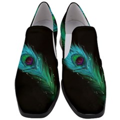 Shree Krishna, Feather, Lord, Rainbows Women Slip On Heel Loafers by kyorashop23