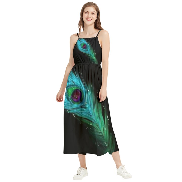 Shree Krishna, Feather, Lord, Rainbows Boho Sleeveless Summer Dress