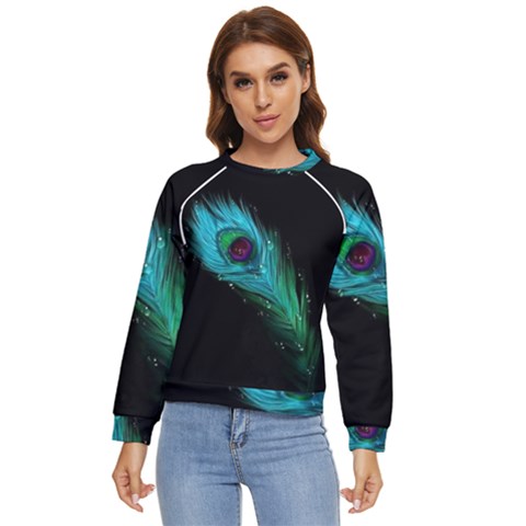 Shree Krishna, Feather, Lord, Rainbows Women s Long Sleeve Raglan T-shirt by kyorashop23