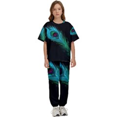 Shree Krishna, Feather, Lord, Rainbows Kids  T-shirt And Pants Sports Set by kyorashop23