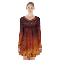 Water Drops, Lui, Amazing Long Sleeve Velvet V-neck Dress