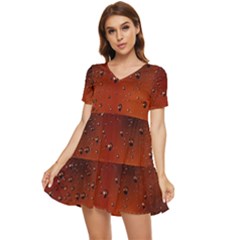 Water Drops, Lui, Amazing Tiered Short Sleeve Babydoll Dress