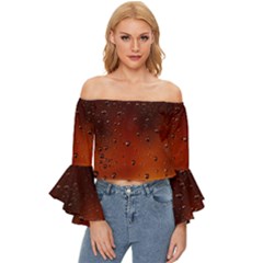 Water Drops, Lui, Amazing Off Shoulder Flutter Bell Sleeve Top