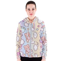 Usheen Carebears, Bears, Cat, Colorful, Cute, Pastel, Pattern Women s Zipper Hoodie