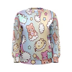 Usheen Carebears, Bears, Cat, Colorful, Cute, Pastel, Pattern Women s Sweatshirt