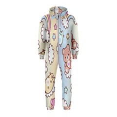 Usheen Carebears, Bears, Cat, Colorful, Cute, Pastel, Pattern Hooded Jumpsuit (kids)