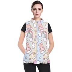 Usheen Carebears, Bears, Cat, Colorful, Cute, Pastel, Pattern Women s Puffer Vest