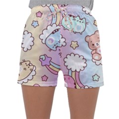 Usheen Carebears, Bears, Cat, Colorful, Cute, Pastel, Pattern Sleepwear Shorts by kyorashop23