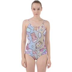 Usheen Carebears, Bears, Cat, Colorful, Cute, Pastel, Pattern Cut Out Top Tankini Set by kyorashop23