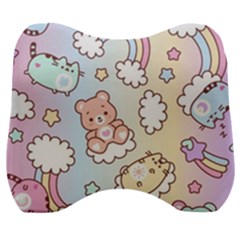 Usheen Carebears, Bears, Cat, Colorful, Cute, Pastel, Pattern Velour Head Support Cushion by kyorashop23