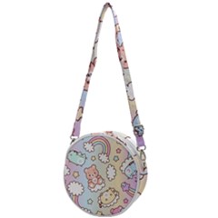 Usheen Carebears, Bears, Cat, Colorful, Cute, Pastel, Pattern Crossbody Circle Bag by kyorashop23