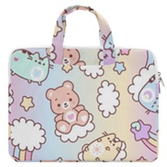 Usheen Carebears, Bears, Cat, Colorful, Cute, Pastel, Pattern Macbook Pro 13  Double Pocket Laptop Bag by kyorashop23