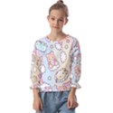 Usheen Carebears, Bears, Cat, Colorful, Cute, Pastel, Pattern Kids  Cuff Sleeve Top View1