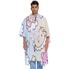 Usheen Carebears, Bears, Cat, Colorful, Cute, Pastel, Pattern Men s Hooded Rain Ponchos by kyorashop23