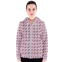 Fern Pattern 2 Pink Women s Zipper Hoodie