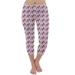 Fern Pattern 2 Pink Capri Winter Leggings 