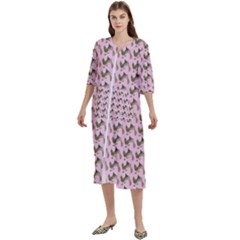 Fern Pattern 2 Pink Women s Cotton 3/4 Sleeve Nightgown by snowwhitegirl