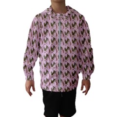 Fern Pattern 2 Pink Kids  Hooded Windbreaker