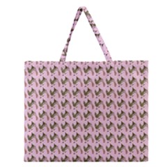 Fern Pattern 2 Pink Zipper Large Tote Bag by snowwhitegirl