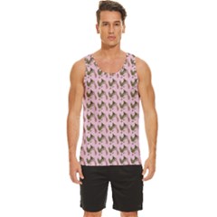 Fern Pattern 2 Pink Men s Wide Collar Tank Top