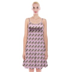 Fern Pattern 2 Pink Spaghetti Strap Velvet Dress