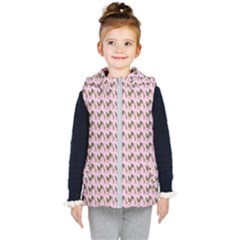 Fern Pattern 2 Pink Kids  Hooded Puffer Vest